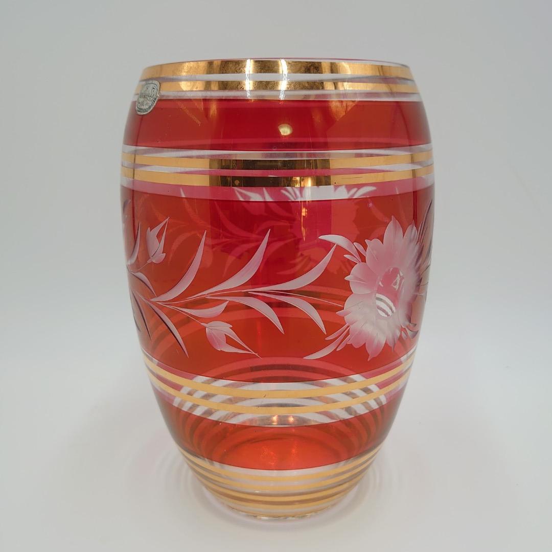 468 ボヘミアングラス 花瓶 チェコスロバキア - メルカリ