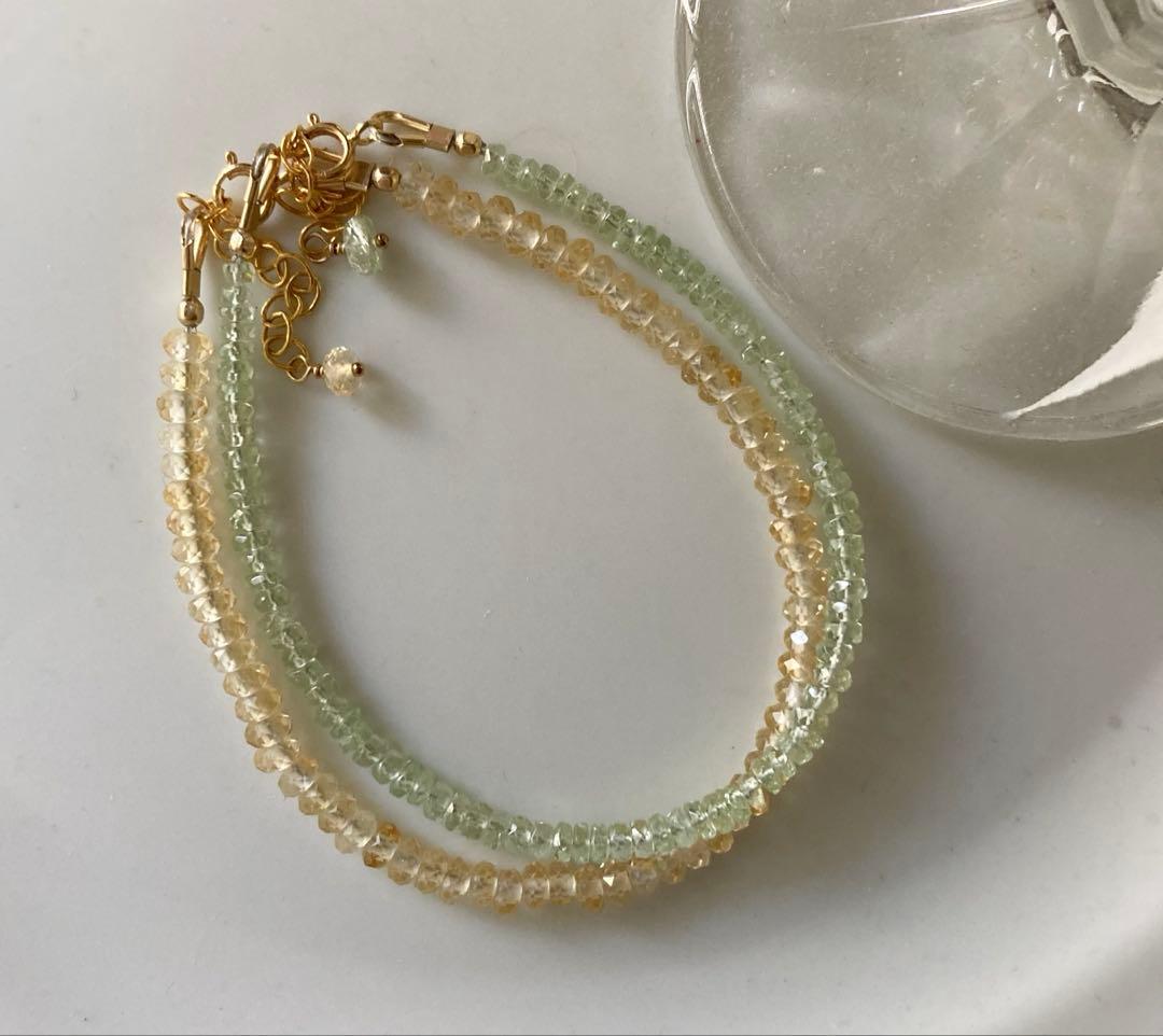 もも ブレスレット シトリン ツァボライト