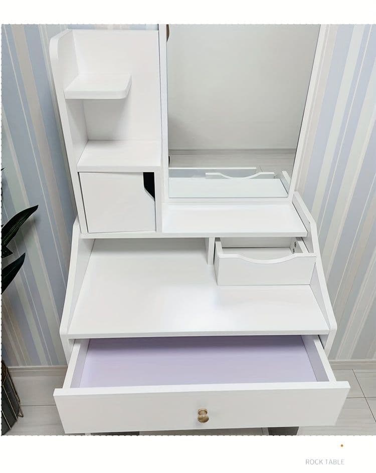 ホワイトノルディックドレッサーセット スツール付き 引き出し収納 省