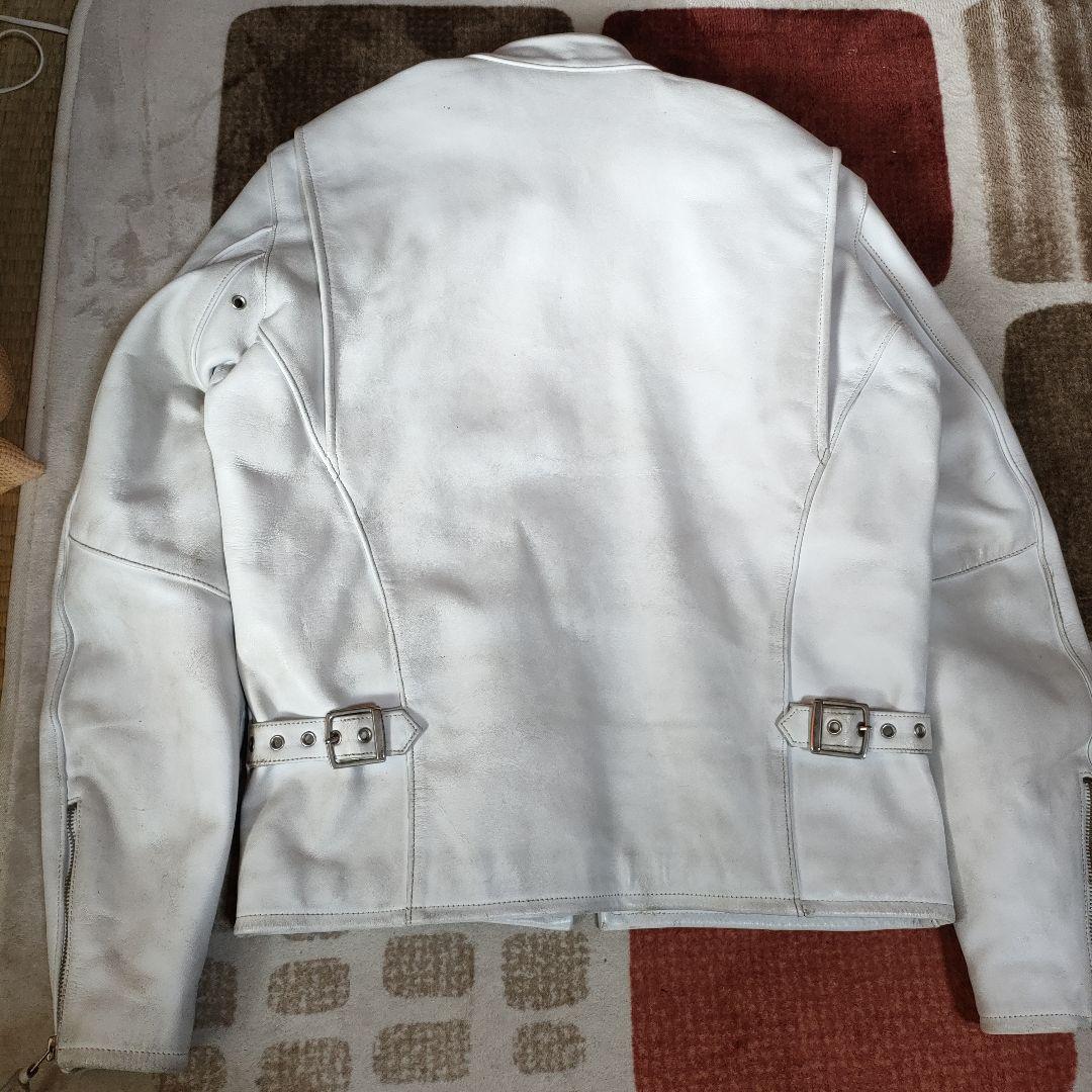 ホワイト シングルライダースジャケット フリーダム ヴィンテージ 38