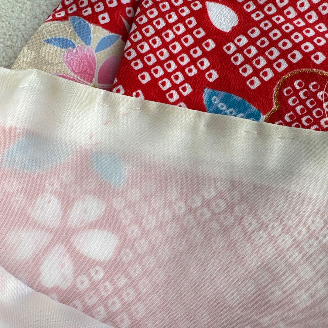 【七五三 3歳 女の子】京都花ひめ 8点フルセット 被布疋田柄 赤白ピンク