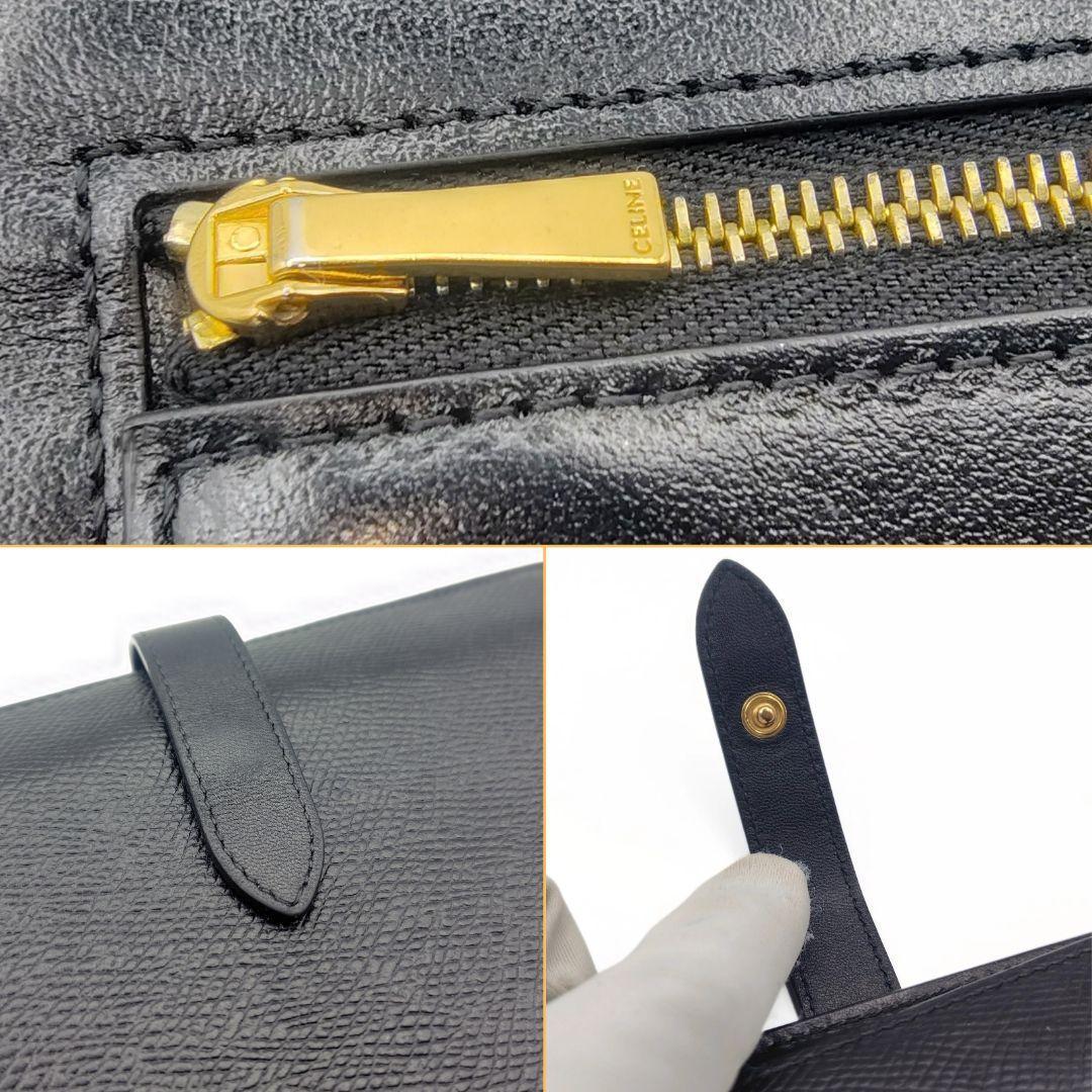 セリーヌ 二つ折り財布 ラージ ストラップ レザー ラージマルチファンクション