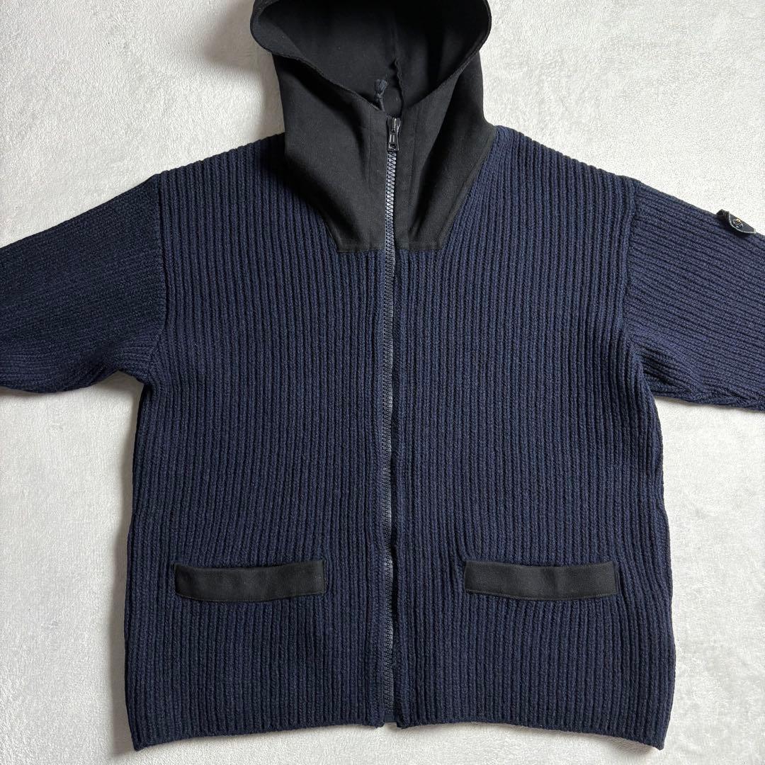 ストーンアイランド　リブニット　フード切り替え　ジップアップパーカー