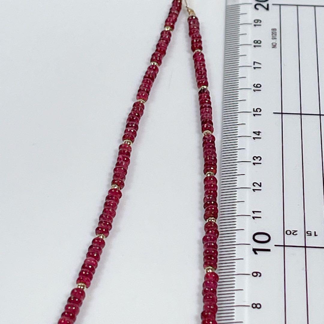 レッドスピネルネックレスボタンカットシルバーアジャスター5センチ