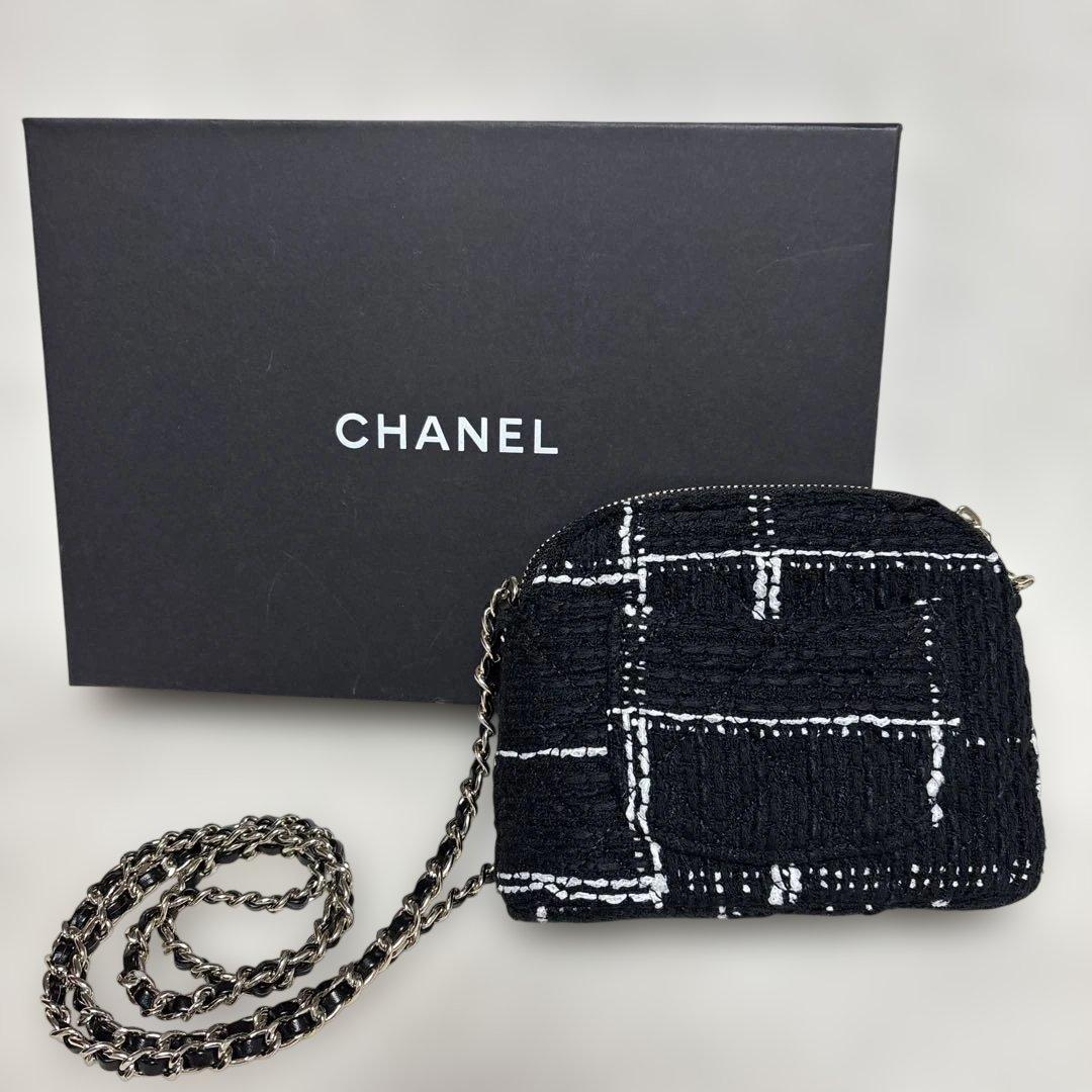CHANEL ツイード チェック柄 ショルダーバッグ