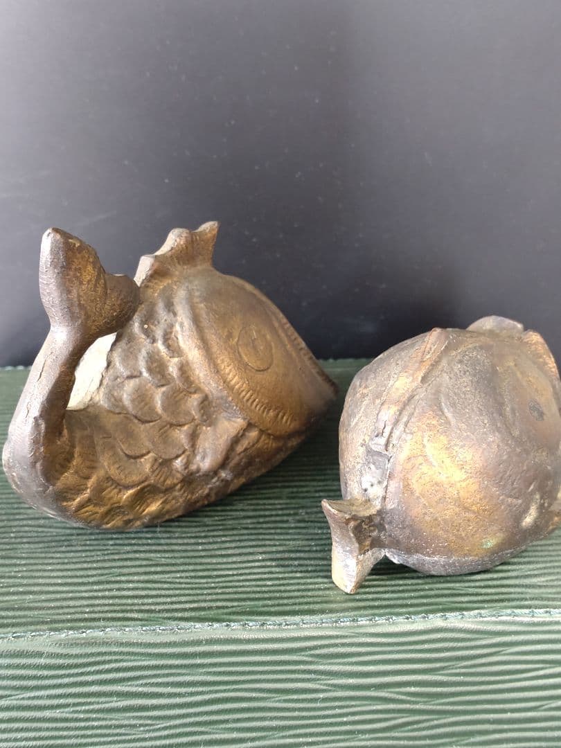 アンティーク オブジェブロンズ製大小2個セット刻印シール有希少品