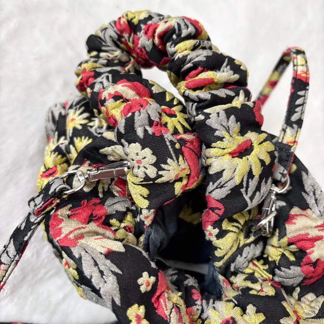 GANNI ボタニカル巾着バッグ花柄ジャガード