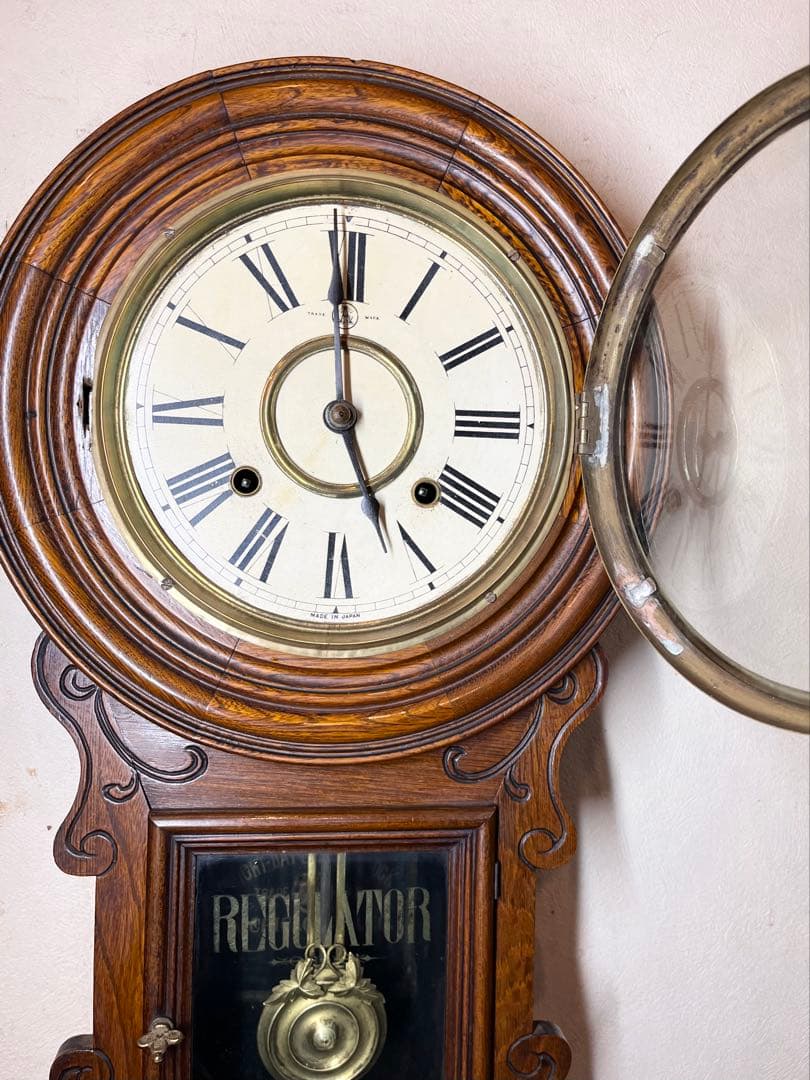 愛知時計　ユニーク型　柱時計　古時計　振り子　レトロ　ゼンマイ　精工舎　ボンボン
