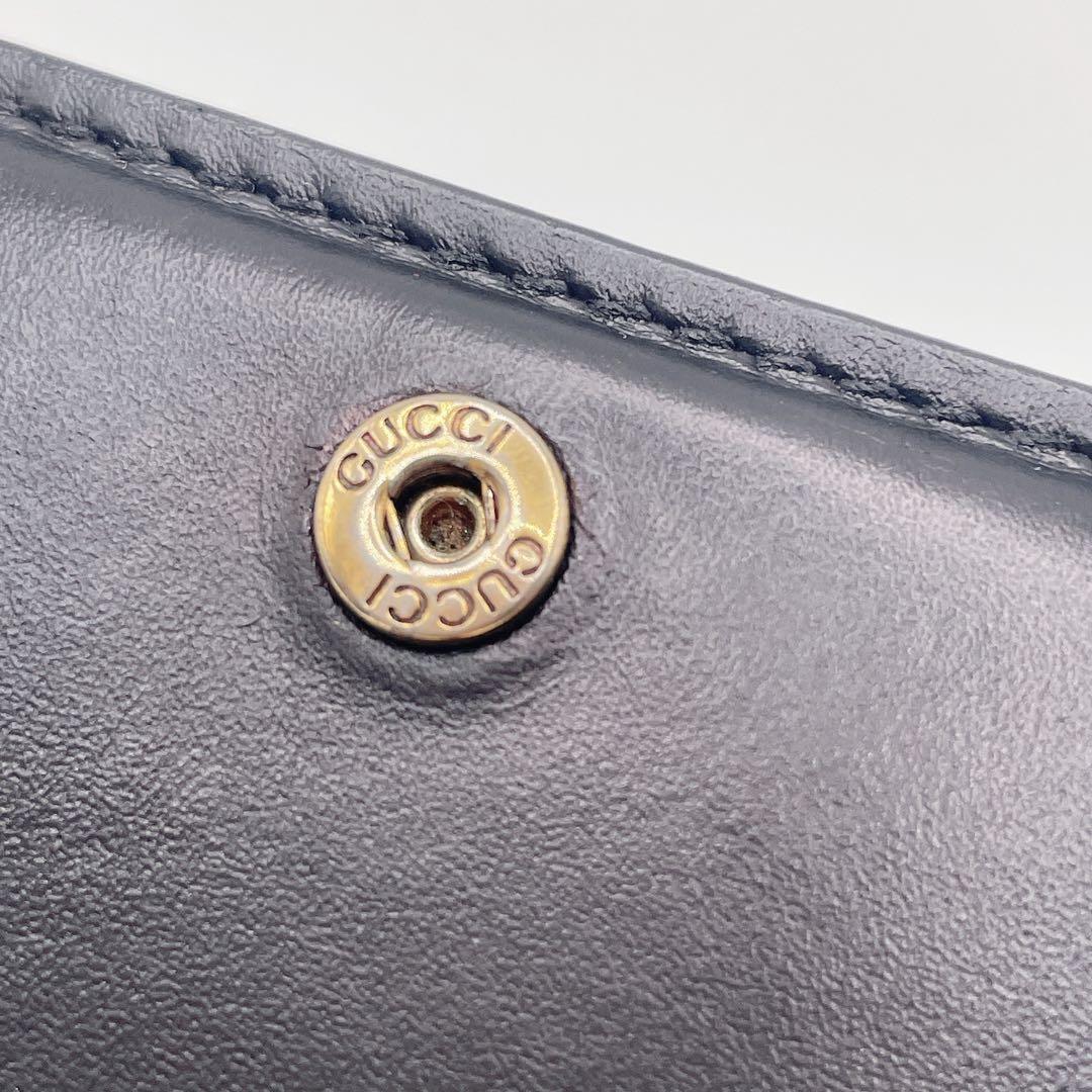 グッチ 財布 リネアキャット GG柄 シマ レザー 猫 黒 ミニ 二つ折り