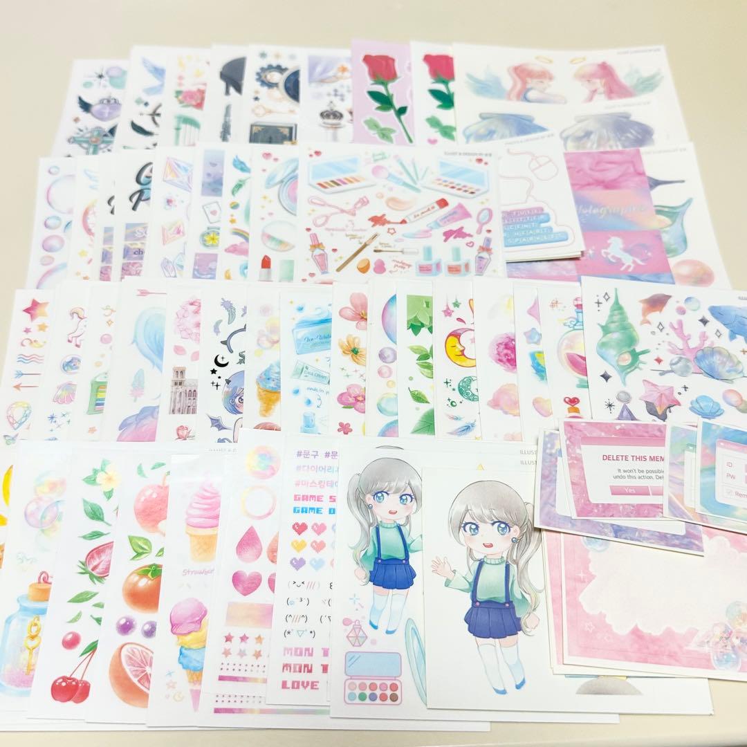 海外 韓国 作家 ステッカー コラージュ素材 51柄150枚セット - メルカリ