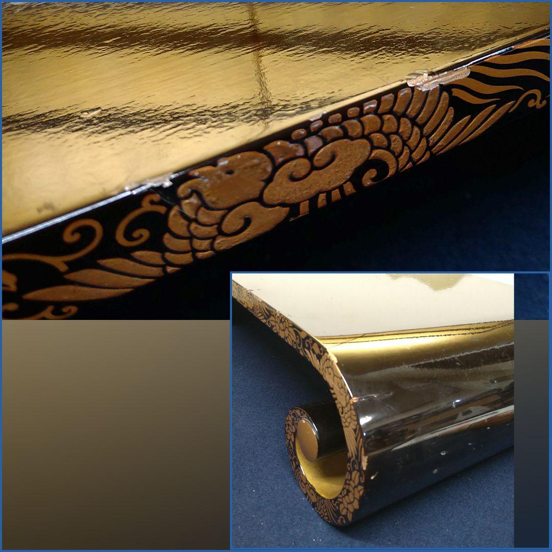 AE18 時代 輪島塗 巻卓 巻足 巻脚 裏総金箔 四君子 草花紋 蒔絵