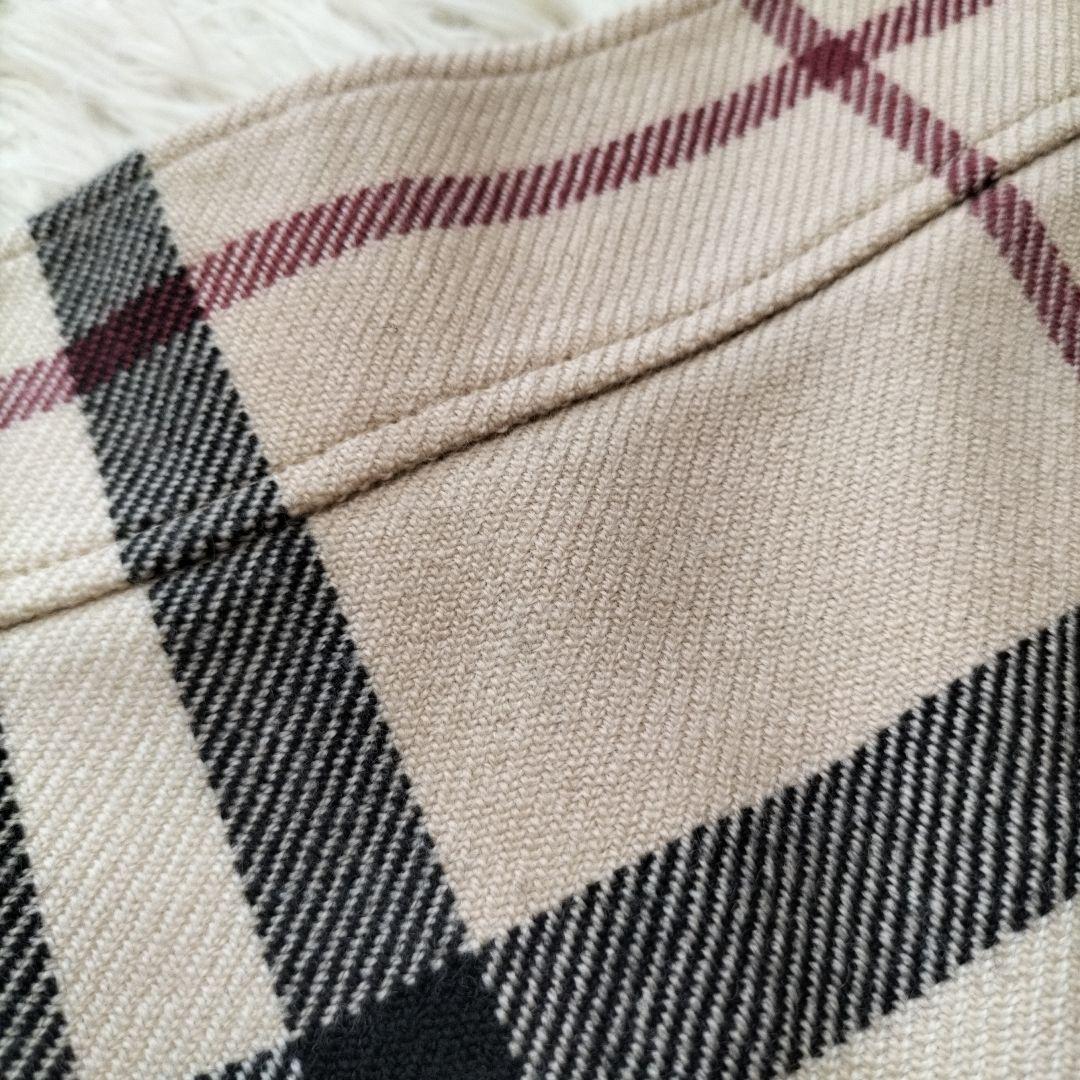 バーバリーロンドン　メガチェック　アシンメトリー ウールスカート ベージュ 40