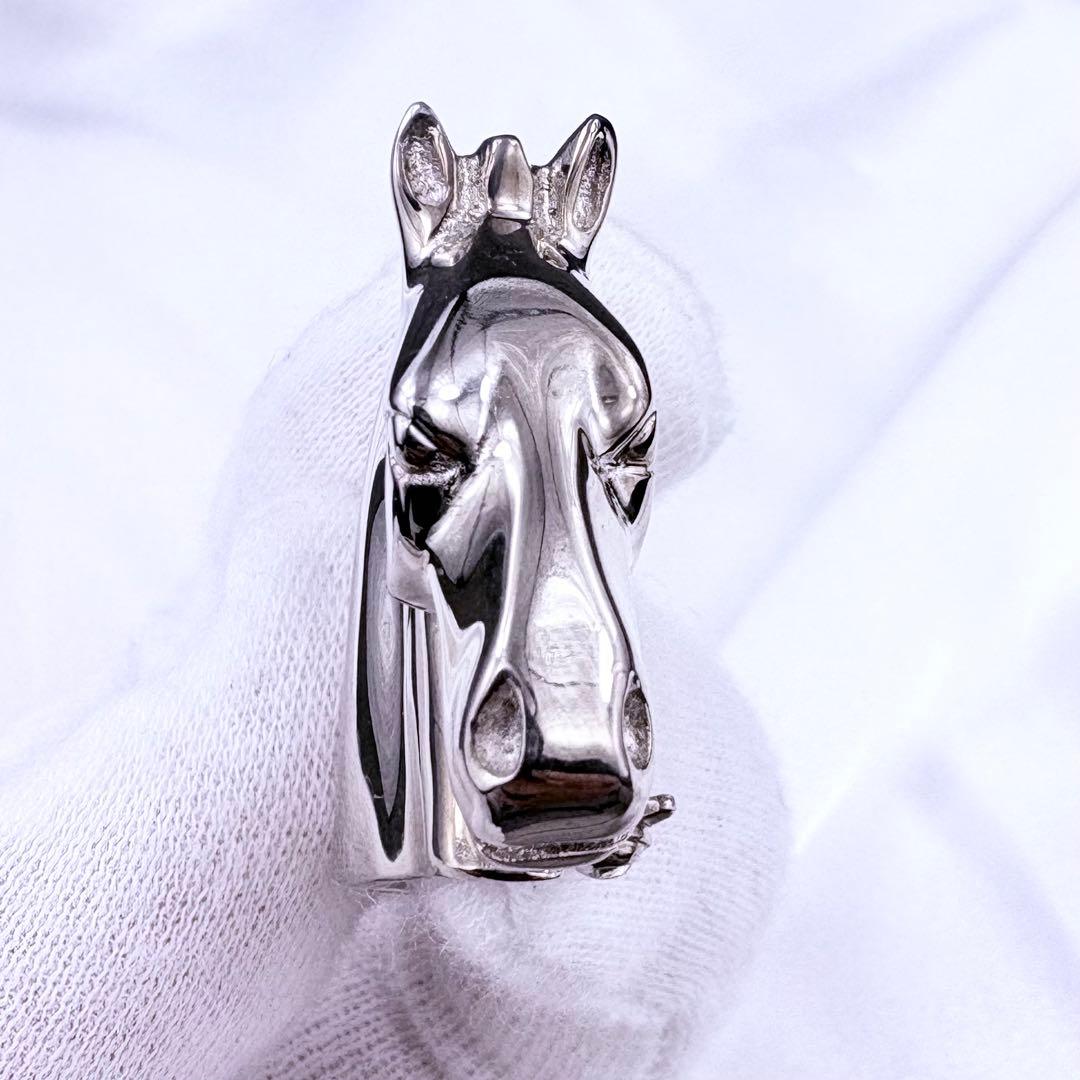 美品✨エルメス ブローチ ホースヘッド シュバル シルバー