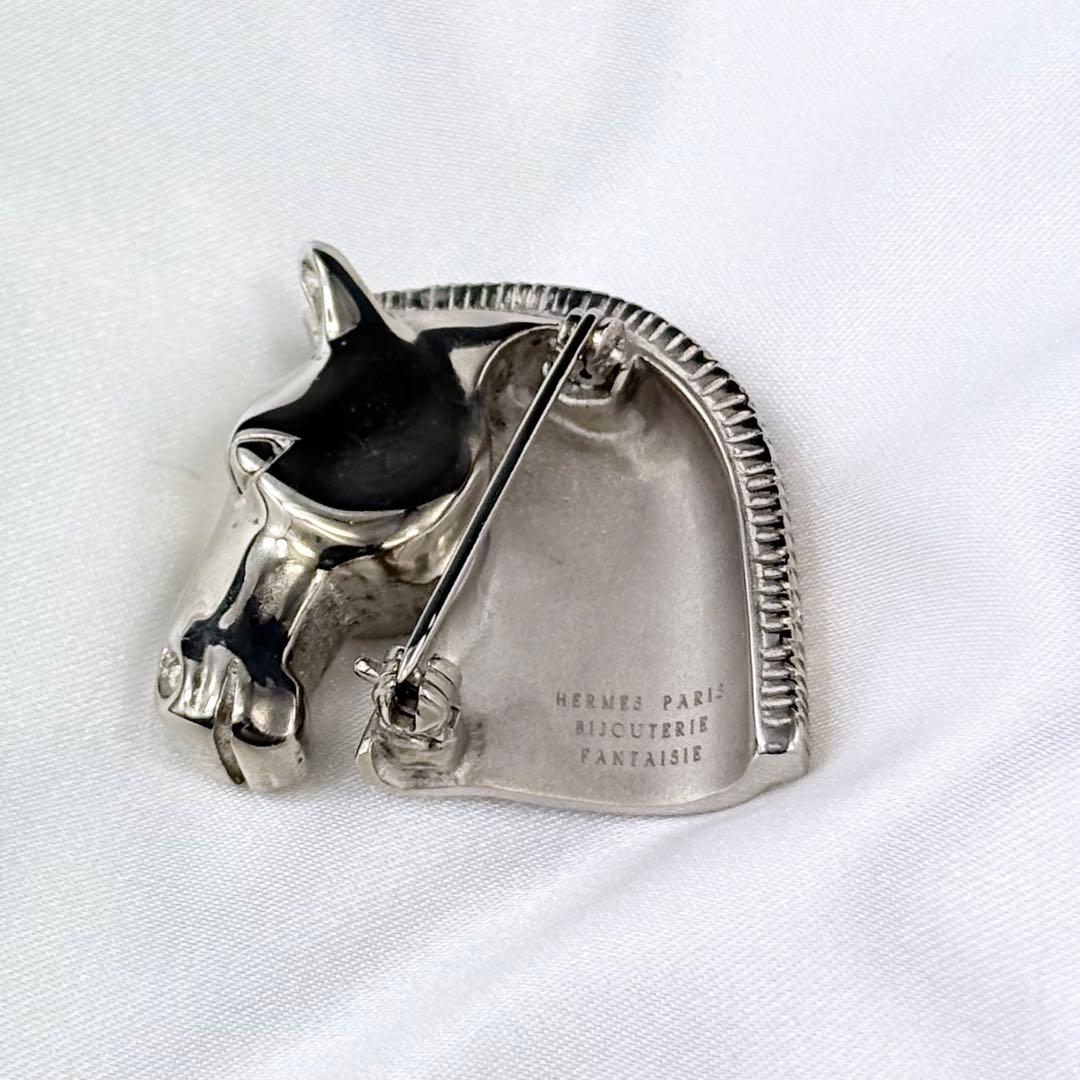 美品✨エルメス ブローチ ホースヘッド シュバル シルバー