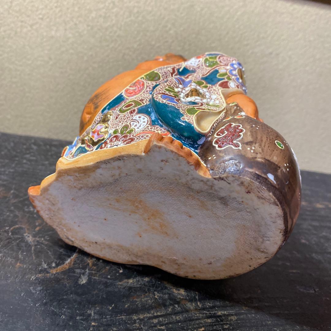 九谷焼　色絵金彩布袋置物