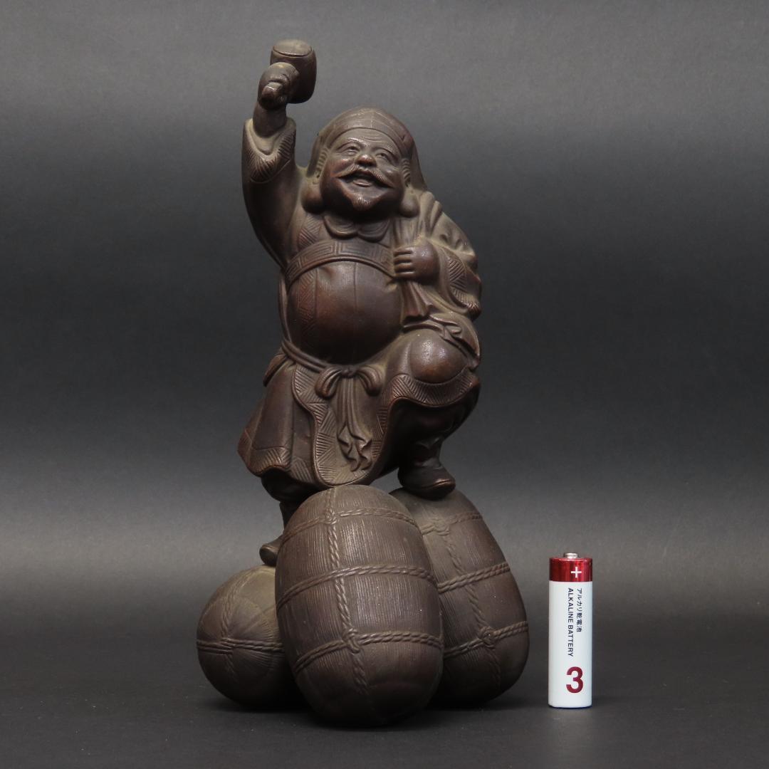 ⭕399 江戸時代末期 古備前 桃蹊堂印 珍しい俵立大黒 様