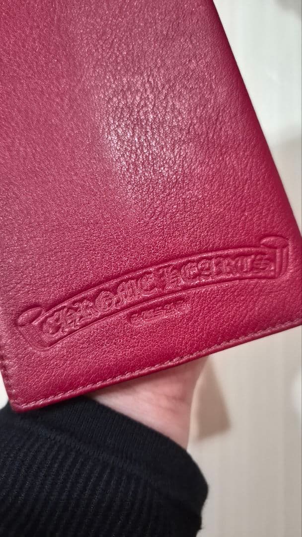 CHROME HEARTS クロムハーツ パスポートケース クロスパッチ レッド