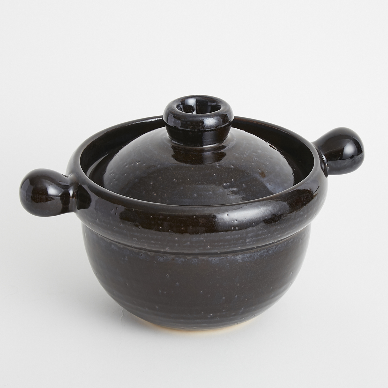 弥生陶園/丸ごはん土鍋 天目釉 4合 -火加減いらず！数分の直火+放置で